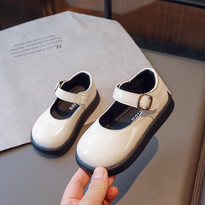 Dětská móda Dívčí kožené boty Černé Všestranné Měkké Kulatá špička Silná podrážka Uniformní Školní boty Dropshipping Dětské Ležérní