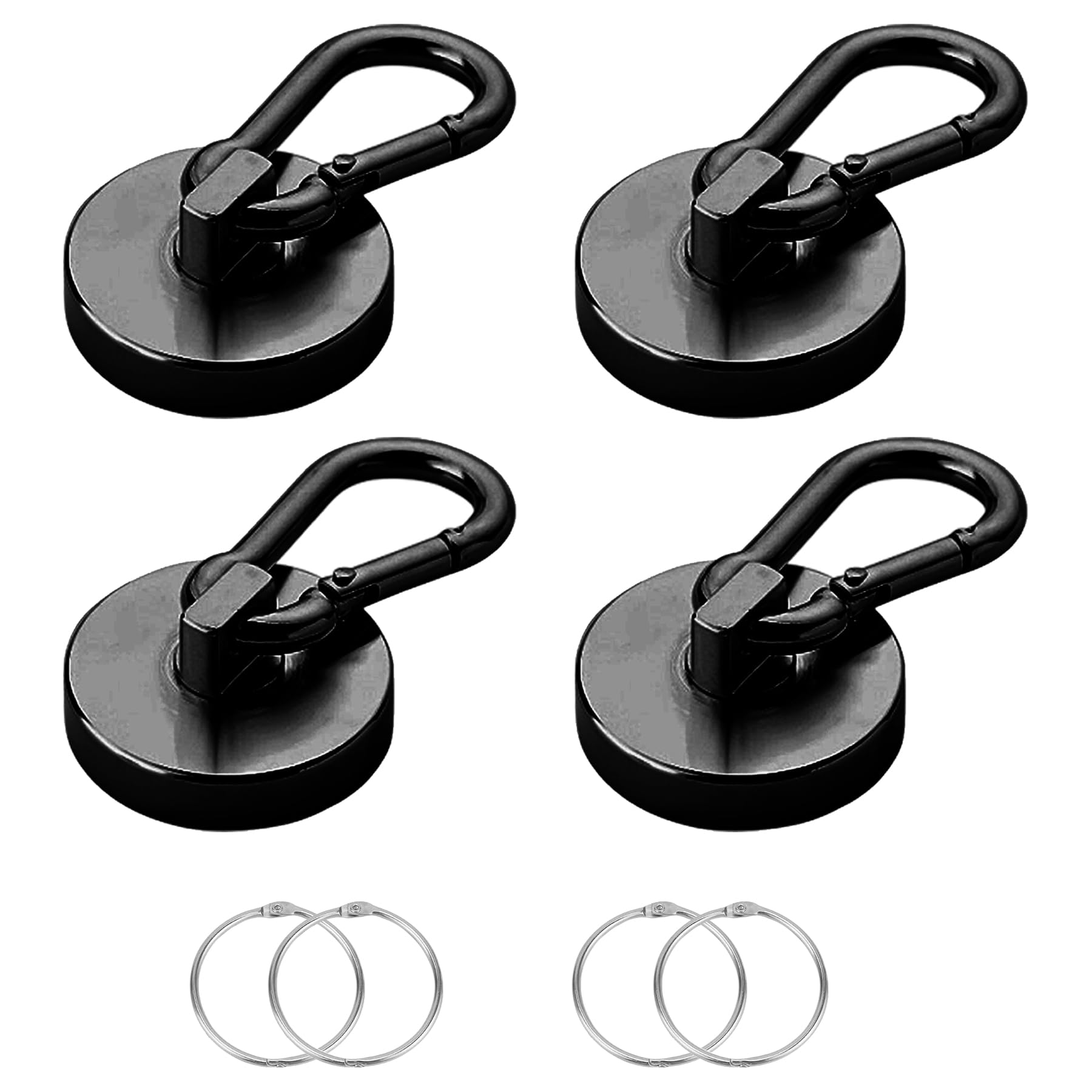 

DODOGOD Super Strong Magnet Hooks with Carabiner of Neodymium Magnets with 68kg Weight 42mm for Outdoor and Wall Mounting Set of [Set 4] Carabiner, чёрный