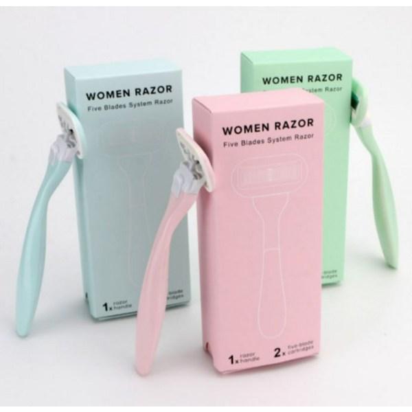 Pyeon Store MAX FRESH Full Swing Women’s Razor + 2 Razor Blades + Holder Green ,Korean Razor Blade