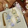 With Tassel Hollow Bookmark Bronzing Floral Bookmark Reading Clip Metal Bookmark  Book Club