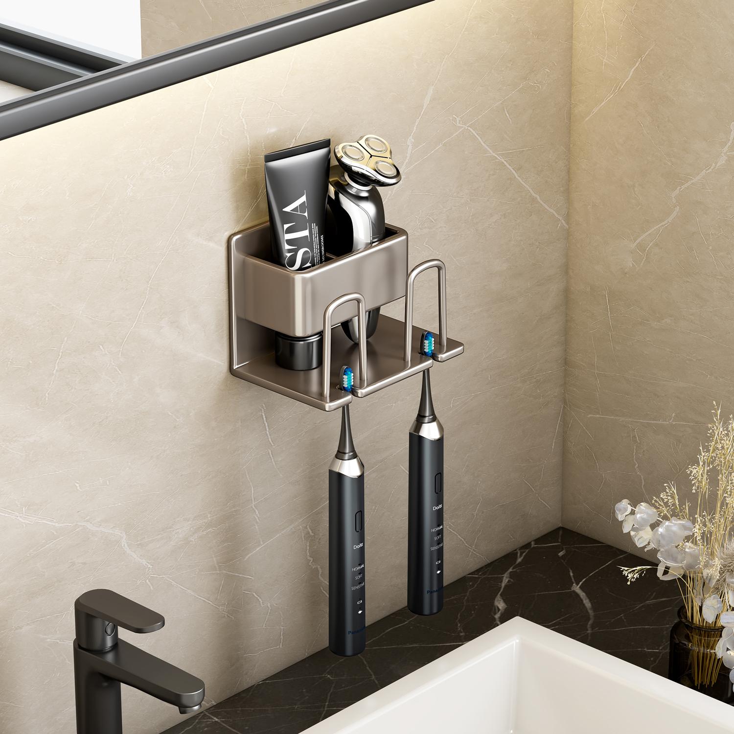 

Подставка для зубных щеток, органайзер для электрической зубной щетки, настенный держатель, не требующий сверления, экономящий место, аксессуары для ванной комнаты