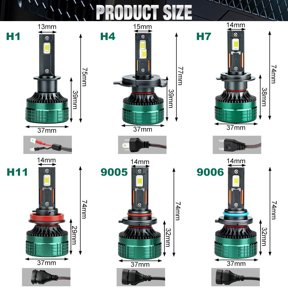 2 st H7 H4 LED-strålkastarlampor 6000K H1 H8 H11 LED 9005 HB3 9006 HB4 Billampa Hög Effekt 140W 50000LM Canbus CSP-chip Strålkastare