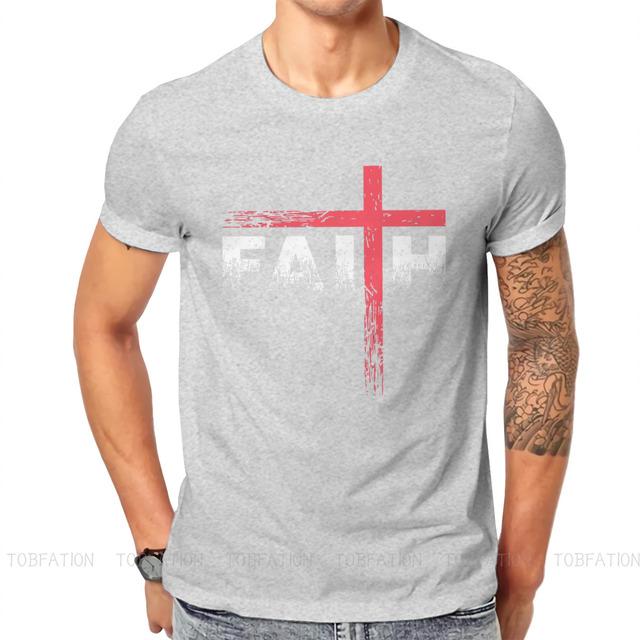 Christian Faith Cross Essential Tričko Vintage Graphic Pánské oblečení Topy Bavlněné tričko s výstřihem
