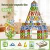 Portable Children's Magnetic Tile Puzzle Toy – Stained Glass Magnetic Building Set in Iron Box