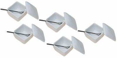 Weißes Quadratisches Gewürz-Gewürzset aus Edelstahl Löffel Kommerzielles Japanisches Yakiniku Kommerzielles Rock ACS WEB SHOP 5, Japan, Keramik,