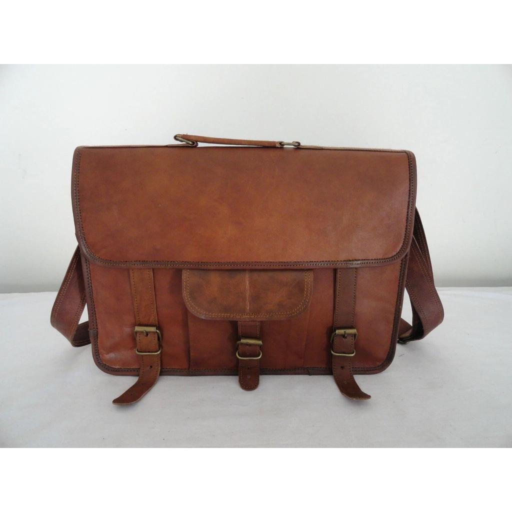 Vintage Dokumentmappe Satchel Mykt Skinn Laptop Messenger Bag Skulder Ny