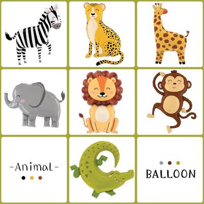 Palloncini Animali Cartoni Animati: Leone, Elefante, Scimmia - Decorazioni in Foil per Feste di Compleanno per Bambini