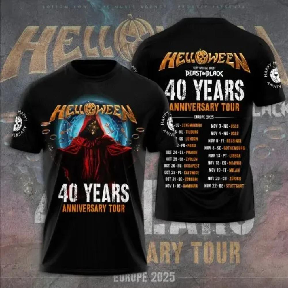 Rock Halloween 40th Anniversary Tour 3D Print T-shirt Men Women Fashion O-Neck Short Sleeve Tops Tees New Designer Clothes Album