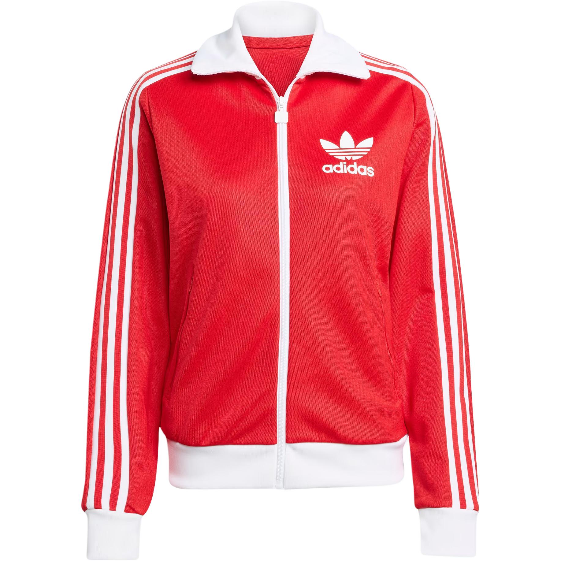 Adidas Originals Striped Zipper Side Pocket Long Sleeve Jacket Women jackets Red JX7850 M