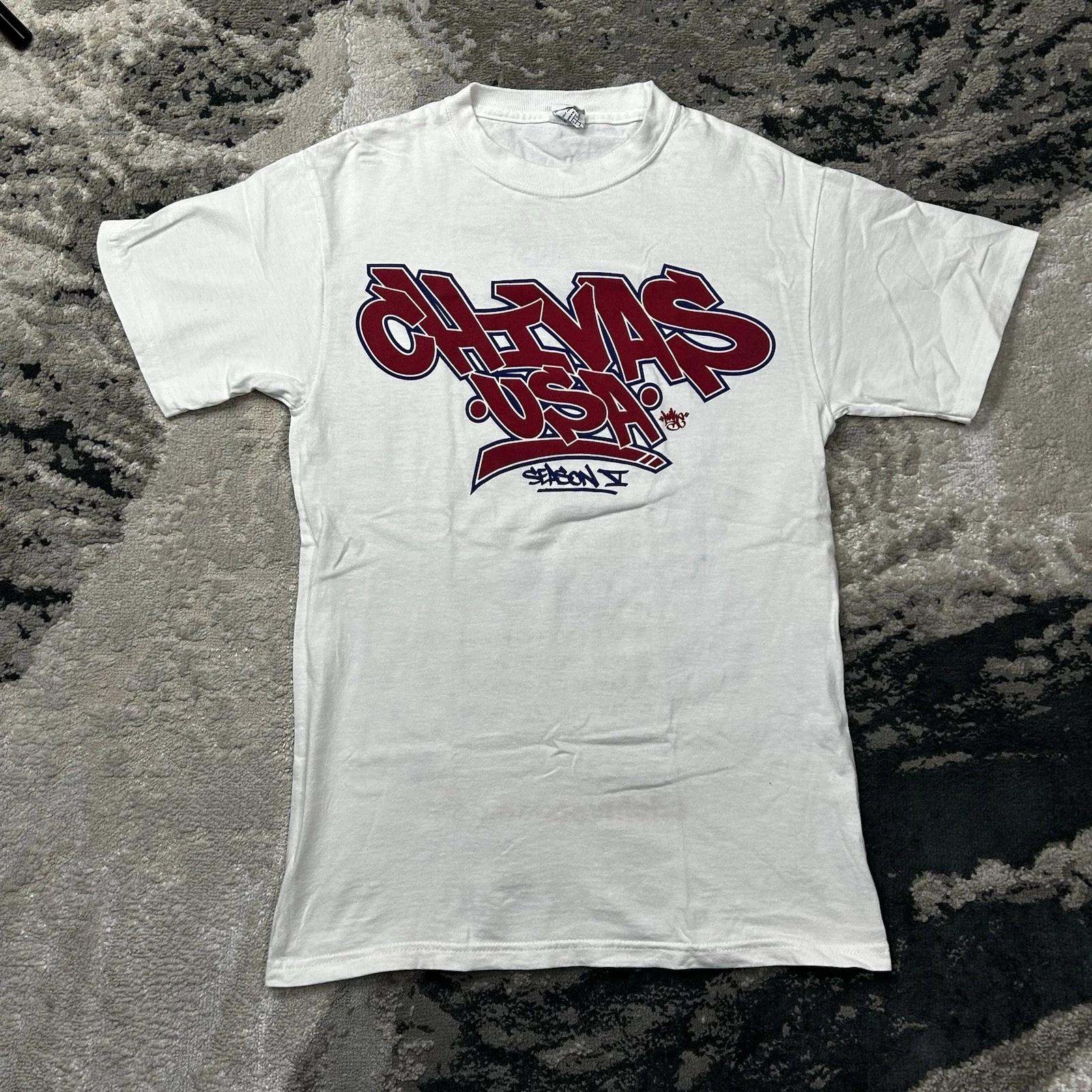 Chivas USA 2009 Schedule VTG Tshirt Y2K Graffiti White Soccer Futbol Sz Small M
