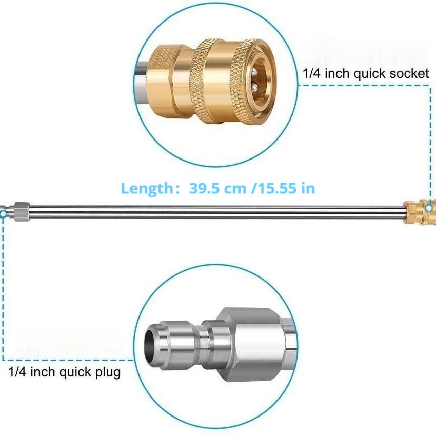 Lance Extensie pentru Mașină de Spălat cu Presiune din Oțel Inoxidabil de Înaltă Calitate cu Conectare Rapidă (1/4 inch) – Upgrade pentru sarcini grele
