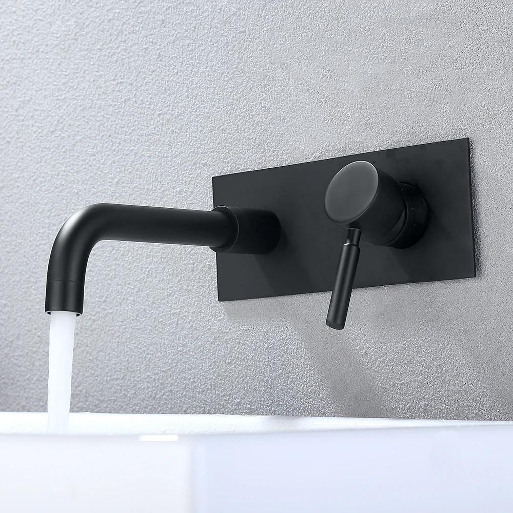 Bagnolux Black Embedded Installation Two Holes Shower Bathtub Vanity With Sink Cold And Hot Mixer Bathroom Faucet