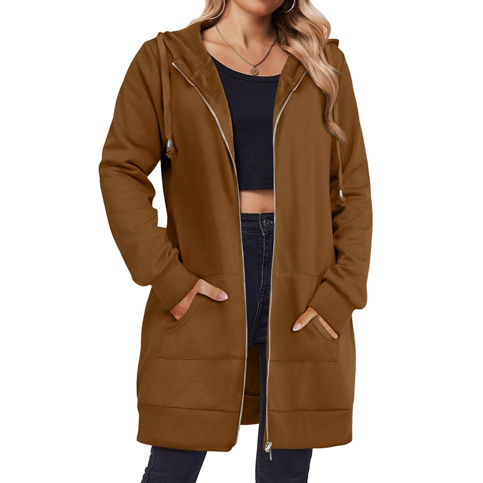 

Женская модная куртка на молнии с длинными рукавами свободного кроя XL кофейный