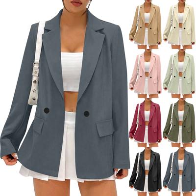 Women's  Work Casual Long Sleeve V-Neck Single Button Solid Color Coat