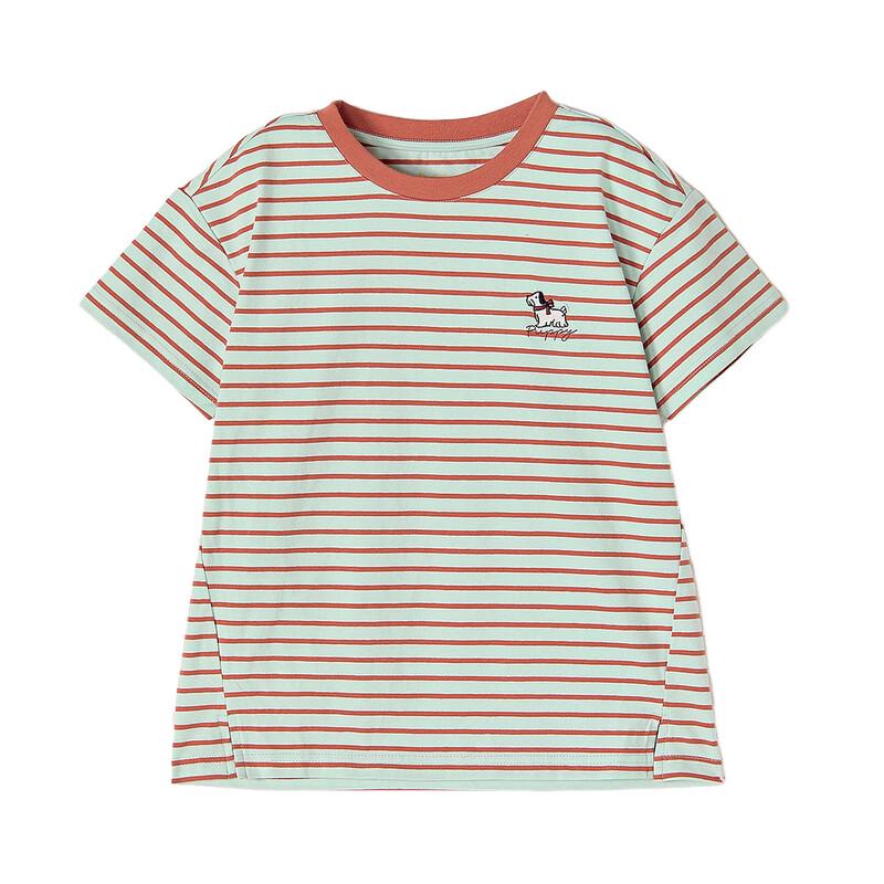 Deesha Girls' Striped Puppy Short-Sleeve T-Shirt