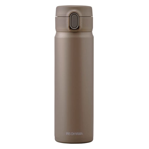 IRIS OHYAMA 500ml Stainless Steel Mug Water Bottle with One-Touch One-Hand Lock, Easy-Drinking Mouth, Easy-to-Clean Design, Vacuum Insulation, Keeps W