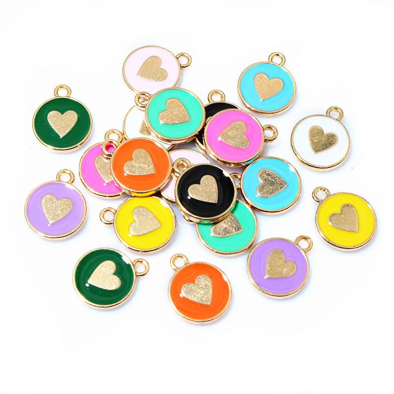 20pcs 14.5x12mm Enamel Double Side Heart Charms Pendant DIY Jewelry Making Accessories Findings for Bracelet Earrings Keychains
