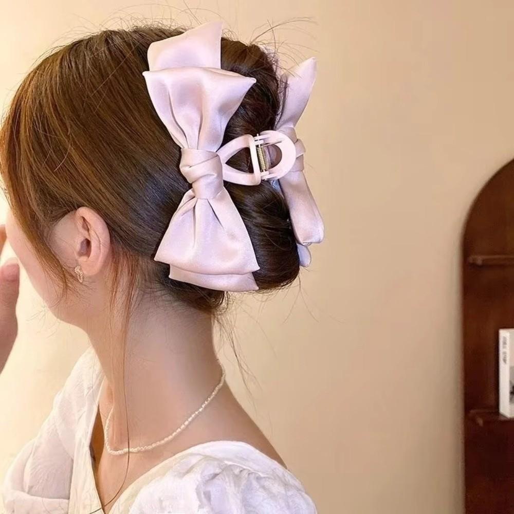 Multifunctional Women Bow Hairpin Solid Color Shark Clip Gifts Girls Headwear