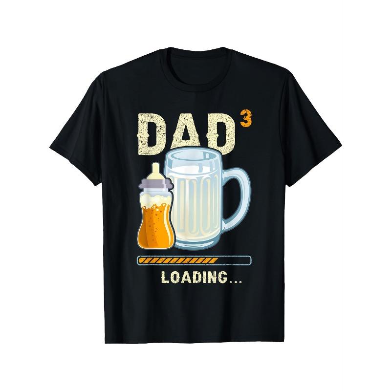Men s Funny Dad Announcement T-shirt- Beer Cup Bottle Pattern with DAD Loading Bar Design, Dad, Printed Fun Clothing Good Dad Shirt, Best Dad T-shirt S чёрный