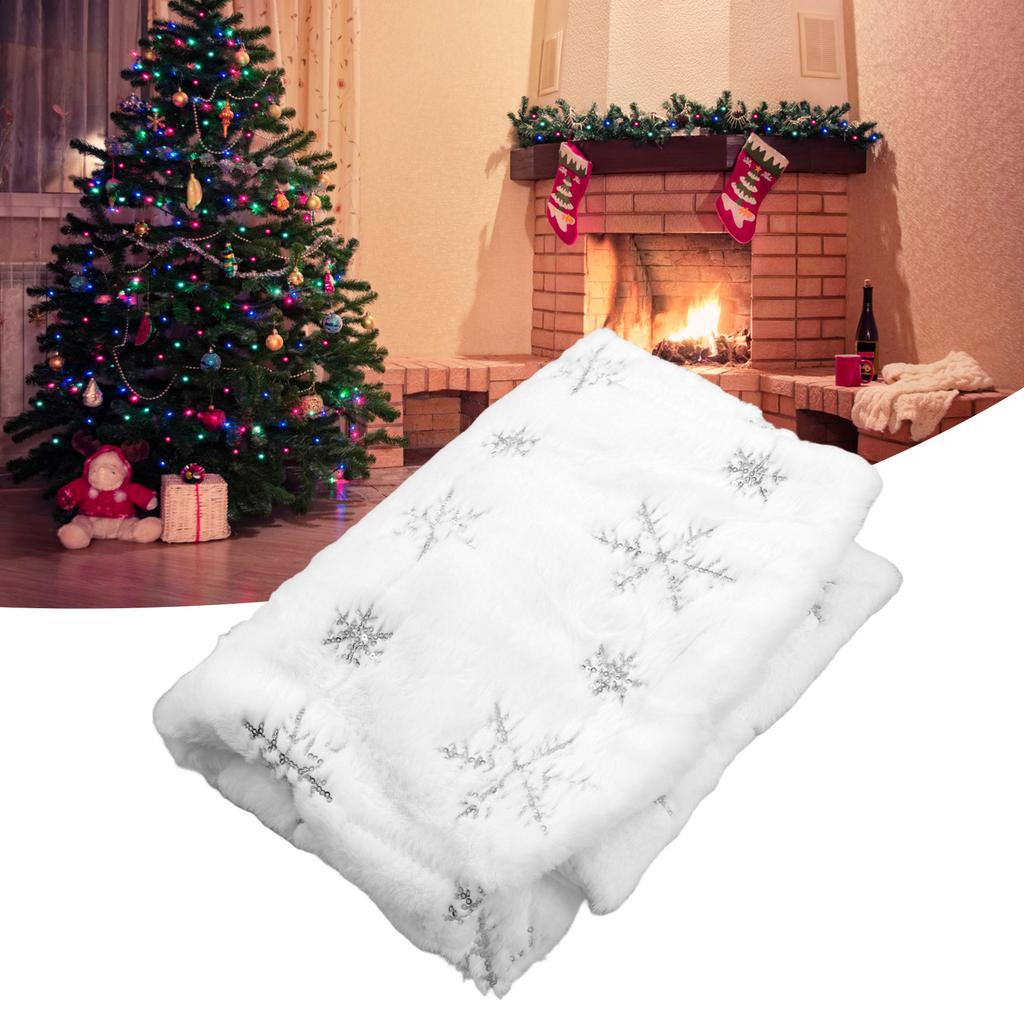35,4 tum Julgranskjol Rund Form Mjuk Bekväm Vit Julgransfot Mat för Hembutik