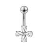 Stainless Steel Zirconia Navel Ring with Inlaid Diamond