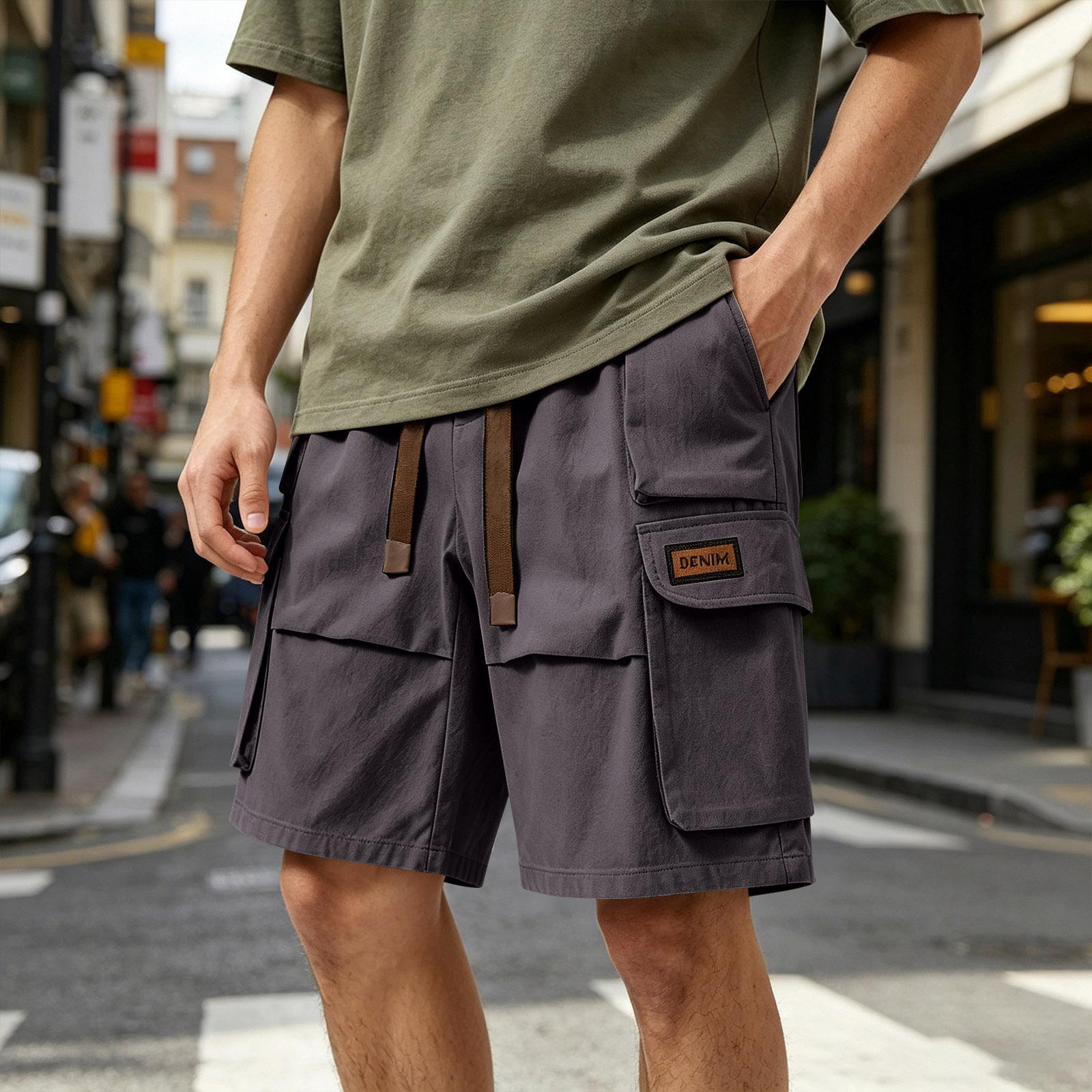 

Men s Casual Loose Fit Multi Pocket Cargo Shorts Elastic Waistband Drawstring Outdoor Utility Shorts for Summer S