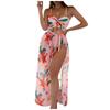 Fashion Women Printed High Waist Split Long Skirt Bikini Casual Swimsuit Set