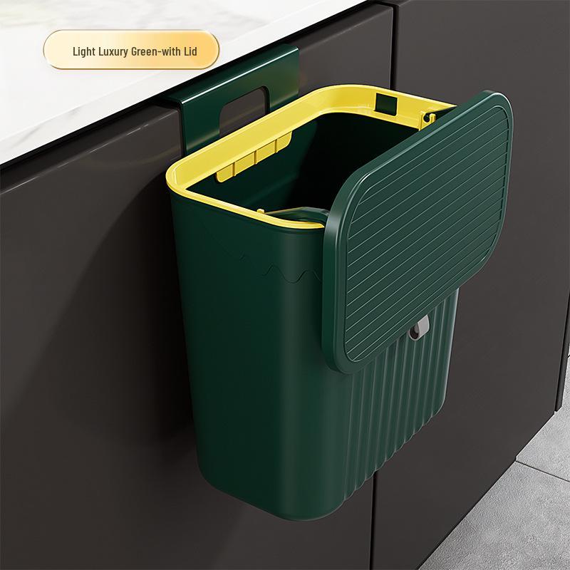 Wall-Mounted Sliding Lid Trash Can for Kitchen, Bathroom, and Living Room