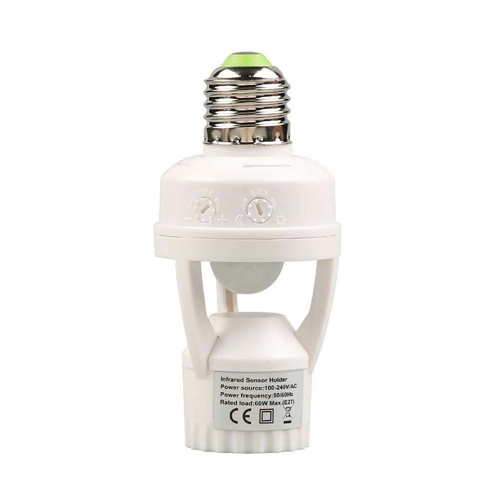 Soquete de Lâmpada com Sensor de Movimento E27 Retardo de 10-300 Segundos Adaptador de Suporte de Lâmpada Inteligente Uso Interno