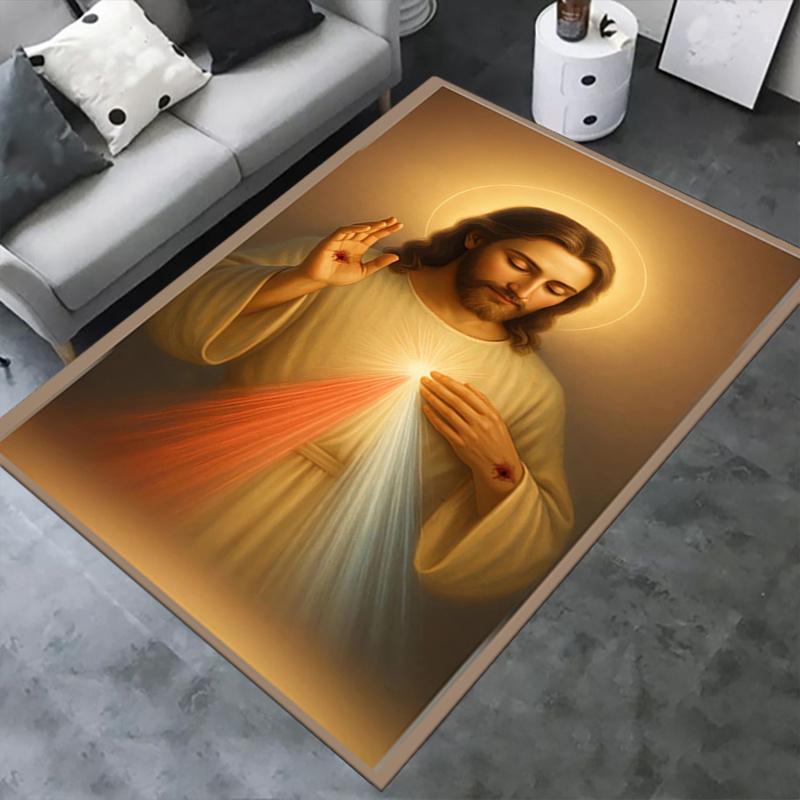 1pc Divine Light,Sacred Heart,Resurrection Office Carpet Soft Polyester Entrance Carpet Washable Non