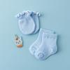 Baumwolle Babysocken 4 Paar Neugeborenen Handschuhe Socken Set Frühling Anti-Kratz Beißhandschuhe Pography Requisiten Säuglingsjungen Mädchen Zubehör