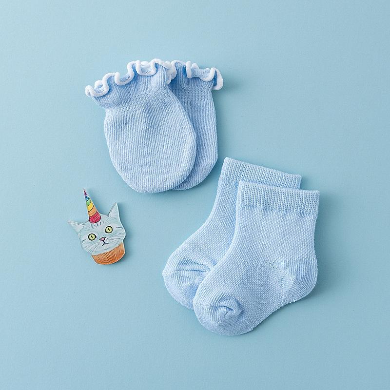 Cotton Baby Socks 4 Pairs Newborn Gloves Socks Set Spring Anti Scratch Bite Gloves Pography Props Infant Boys Girls Accessori
