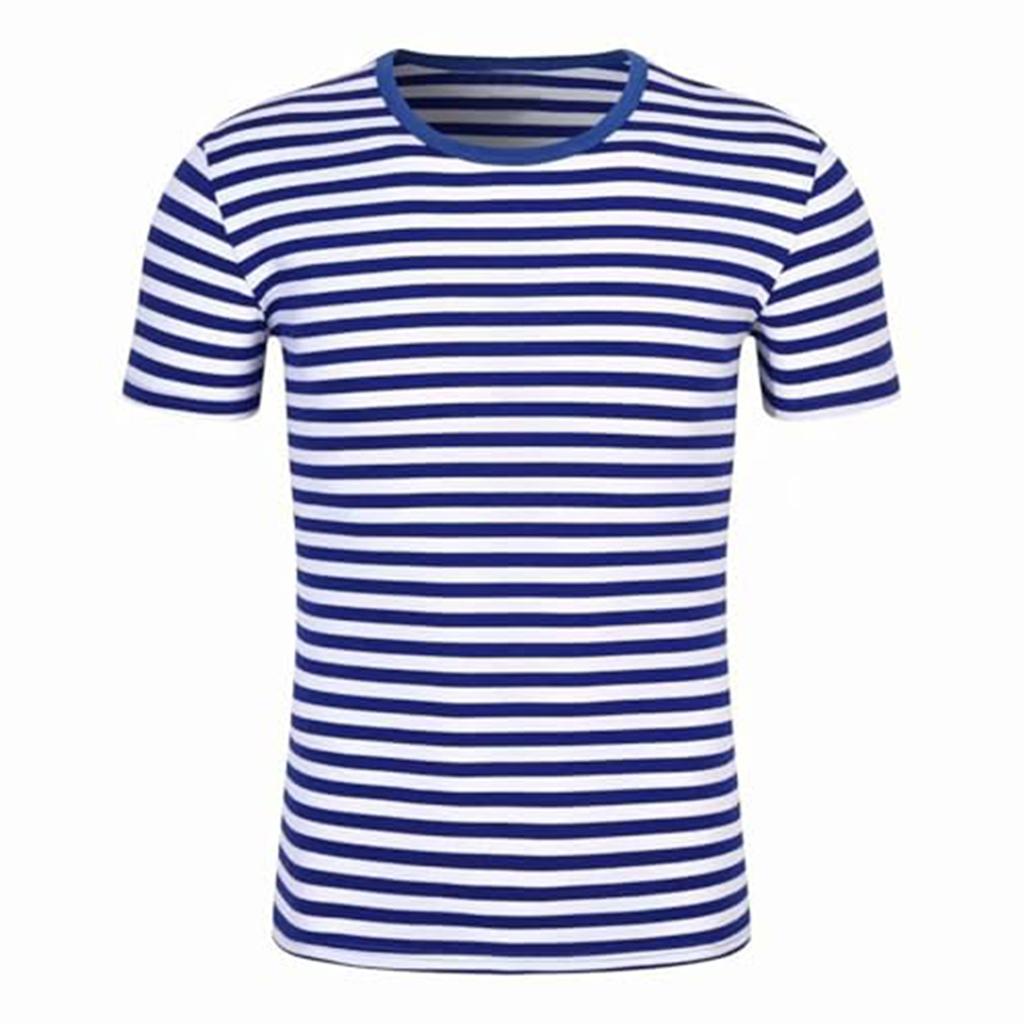 Unisex gestreiftes Hemd Gestreiftes Karnevalskostüm T-Shirt Gestreiftes Hemd Baumwolle Kurzarm Gestreiftes Hemd Herren Damen Kostüm Seemannskostüm Rundhals