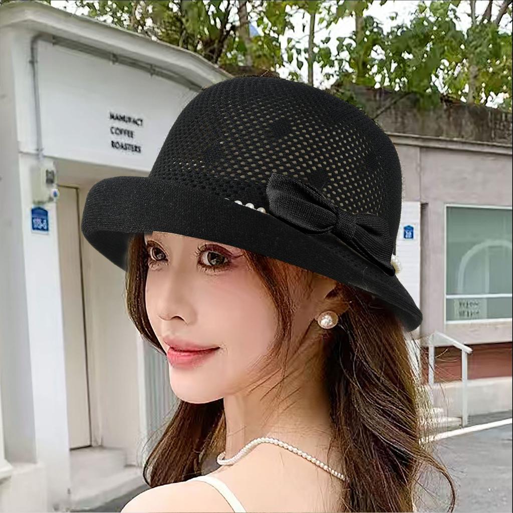 2026 new hat women's spring and summer fashion foreign style thin face small visor sun protection bucket hat women hollow