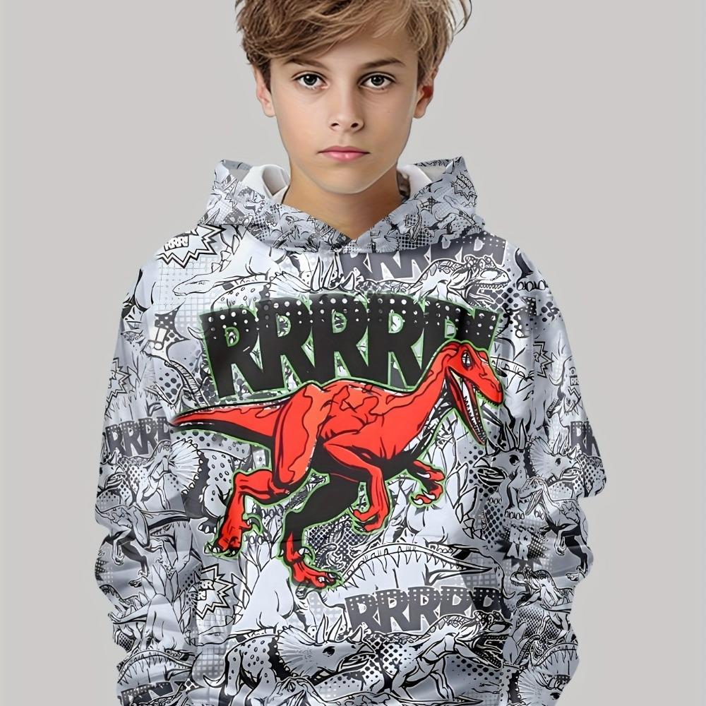 Children's Clothing Hoodies Kids Clothes Boy Children Top Long Sleeve Cartoon Dinosaurs Print Spring And Autumn Outdoor Clothes