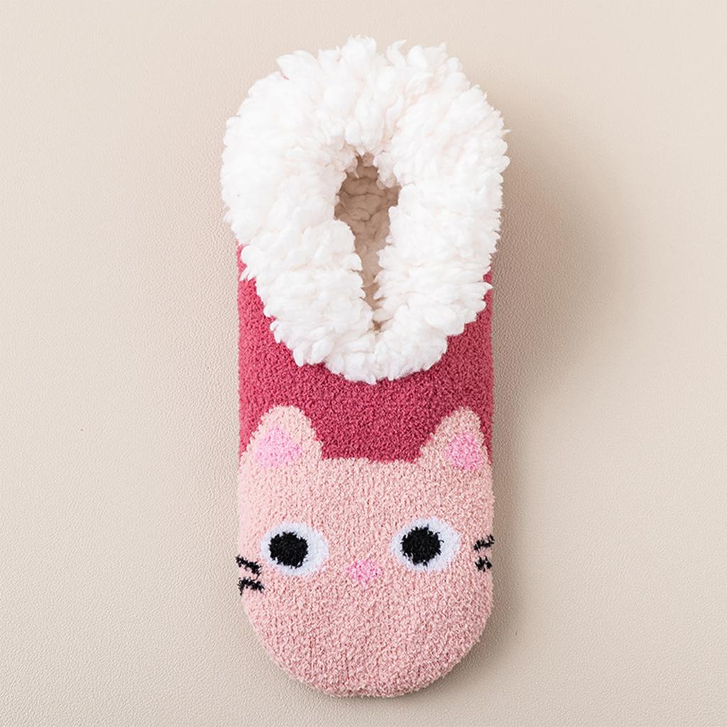 Gefütterte Damen-Socken ohne Bündchen mit Punkten, Warme dicke Haussocken für drinnen