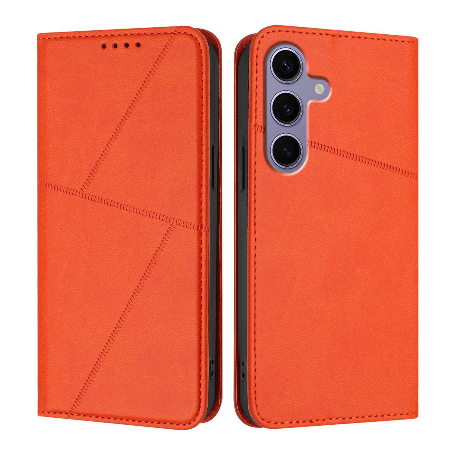 

For Samsung Galaxy S24/Galaxy S25 Wallet Case Magnetic Closure Leather Flip Phone Cover with Stand H
