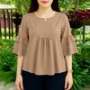 ZANZEA Women Casual Round Neck Solid Color 3/4 Sleeve Loose Blouse