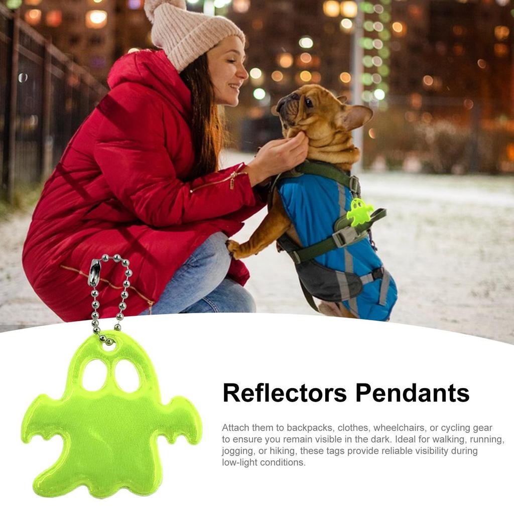 20pcs Reflective Backpack Pendant Ghost Pendants Safety Reflector Pendant Lightweight Bag Ornament Safety Key Chain