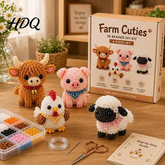 3D Beaded Animal DIY Kit Tiny Kit Beading with Instructions Handmade Colorful Bead Jewelry Cute Craft Set for Adults Beginners Teens Creative Arts