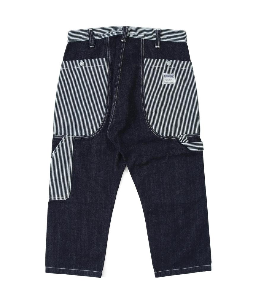 KOJIMA GENES Gardening Cropped Pants Men Okayama Denim Bottoms Work Pants Outdoor One Wash Indigo and Hickory Size 34 RNB-1419