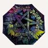 1pc Pentagram Surrounded by Lush Colorful Leaves and Vines Automatic Opening and Closing Umbrella - Lightweight 3-Fold Design, Suitable for Fans, Trav