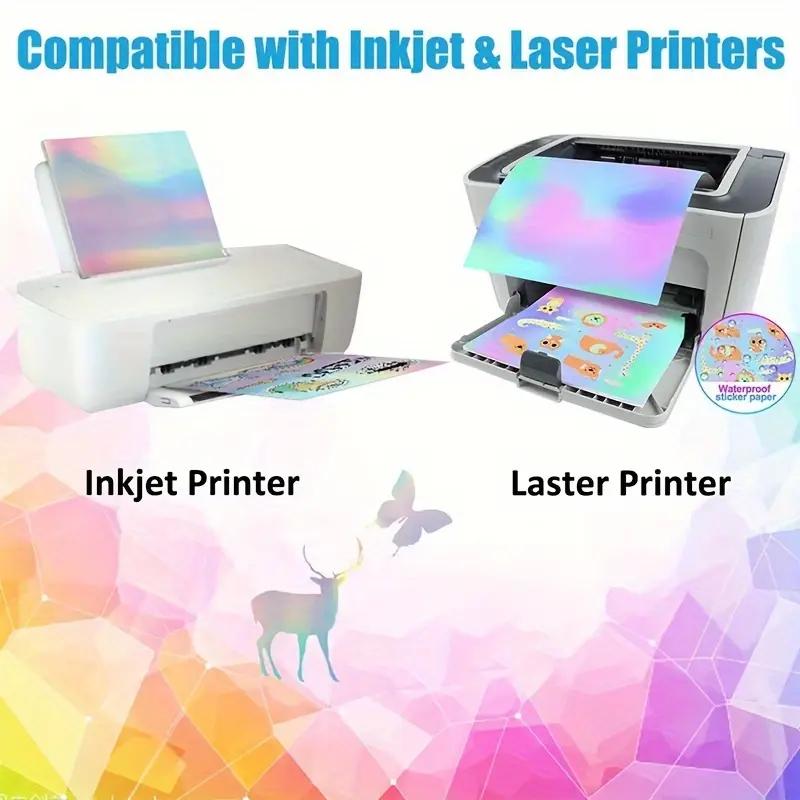 Waterproof Inkjet Printable Sticker Paper Laser Diamond Pattern Self Adhesive for Inkjet Printer DIY Label Decal Scrapbook Craft
