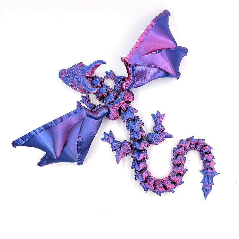 3D Printed Winged Carriage Dragon Figurine With Random Eyes Art Deco Resin Dragon Sculpture, Tabletop Animal Theme Deco 1PC 2025