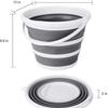 Eurow Indoor and Outdoor Collapsible Bucket with Handle, 10 Liters, 2.6 Gallons, Gray and White