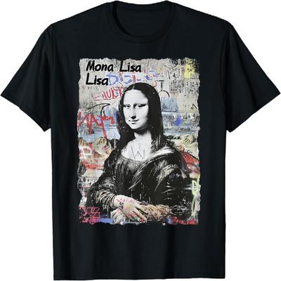 Abstrakte Graffiti-Kunst Leonardo Da Vinci Kunst Mona Lisa T-Shirt(12)