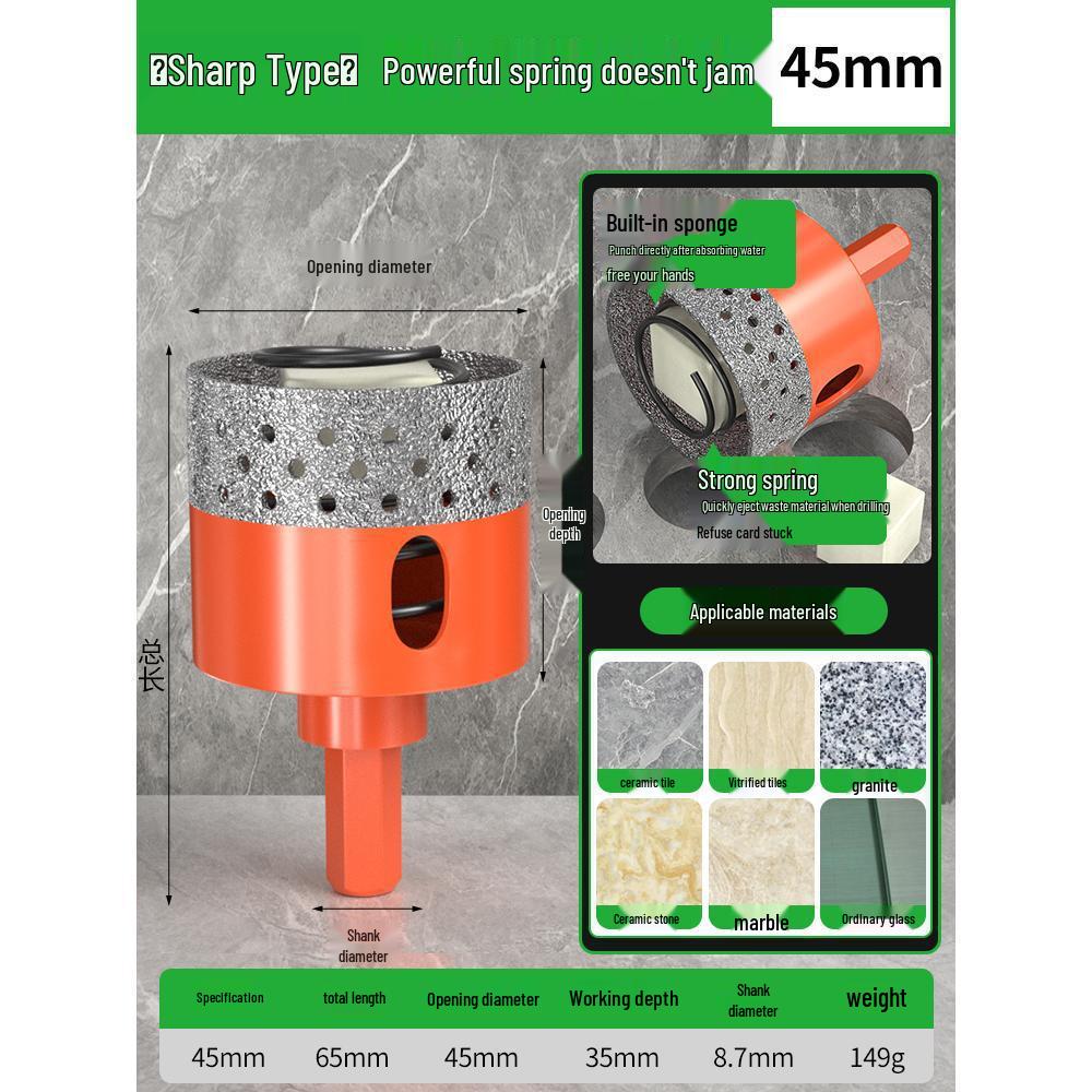 Baolian Dry Cut Hole Saw for Marble & Porcelain - Chip-Free Drilling Bit for Tile and Rock Slabs.