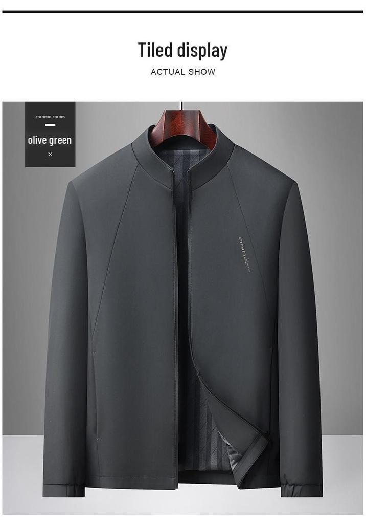 2026 Men's Business Casual Stand-up Collar Jacket - Dad Style for Spring, Summer, and Autumn