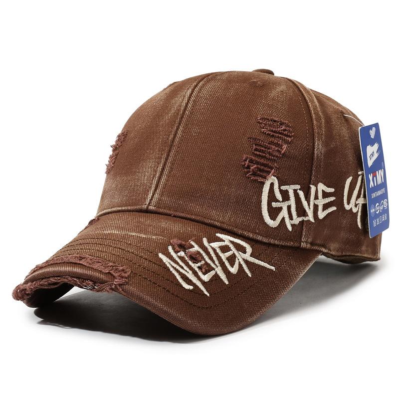 Distressed Baseball Cap Women Unisex Trendy Embroidered Letter Sun Visor Dad Hat