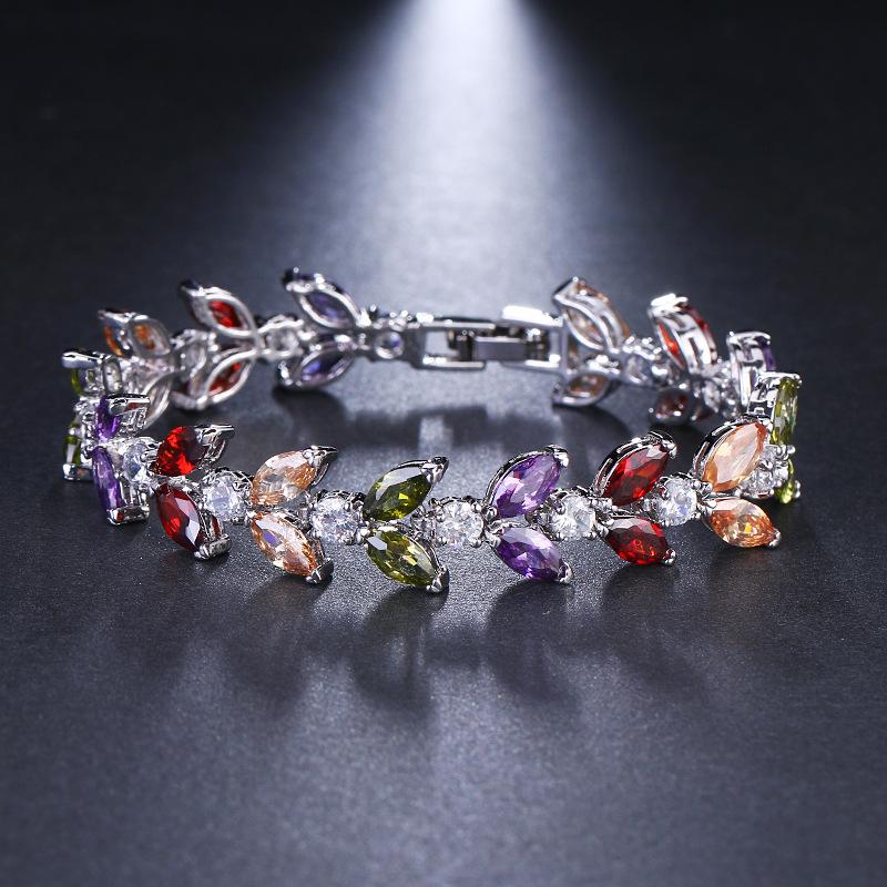 Fashion Colorful Zircon Bracelet Series for Women, Micro Paved Zircon Luxury Jewelry